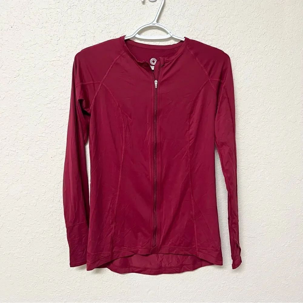 BloqUV Red Full Zip Jacket Nylon UPF Womens Size S Long Sleeve Beach
